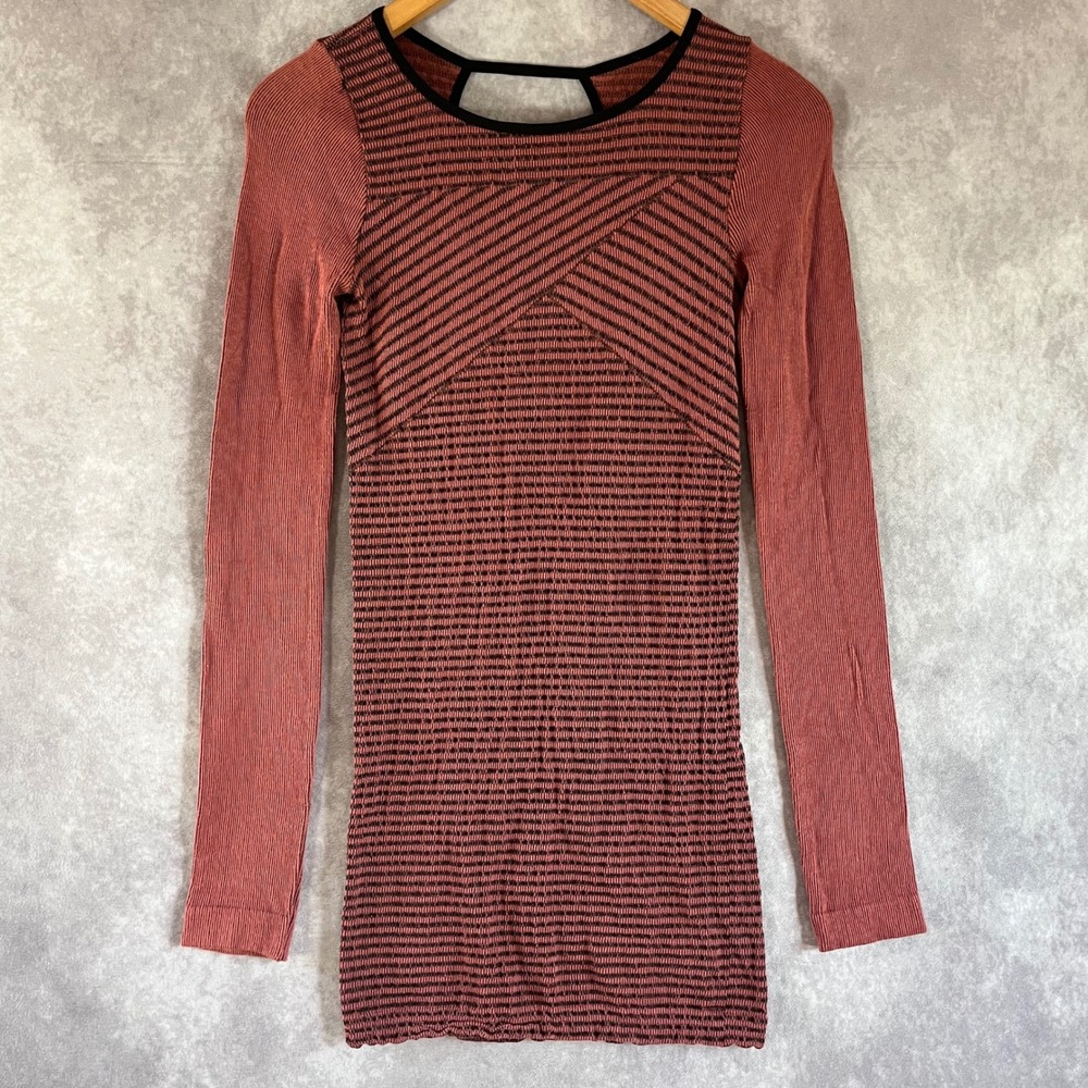 Intimately Free People Tunic Women M/L Rust Textured Stripe Open Back Long Sleev